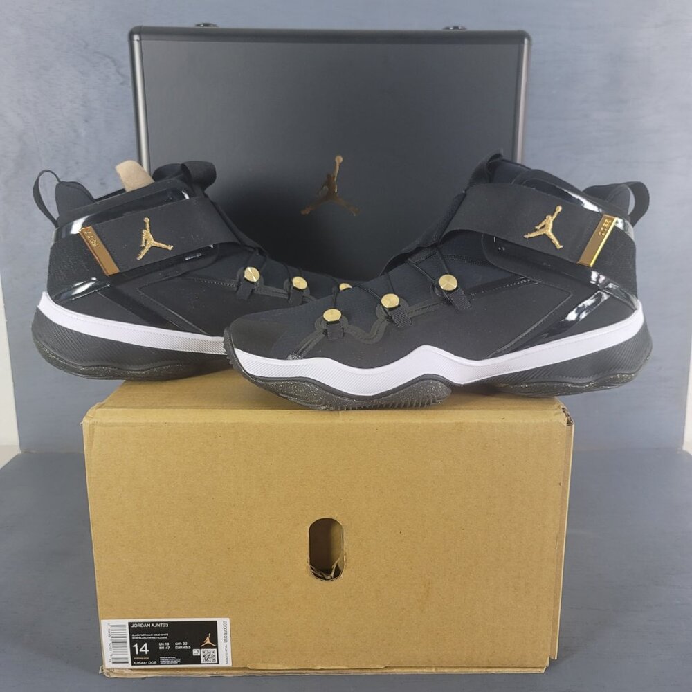 Size 14 - Jordan AJNT 23 Black Metallic Gold 2020 With Jordan Hard Shoe Case New